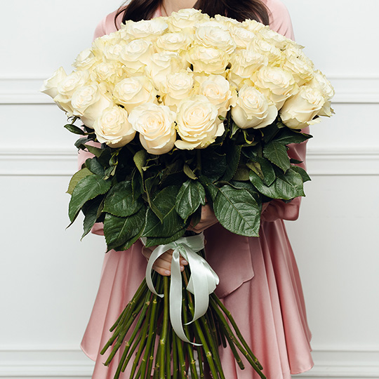 Букет из 51 белой розы Премиум Эквадор